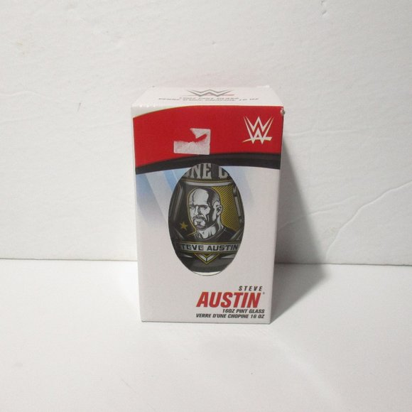 Stone Cold STEVE AUSTIN WWE/WWF Wrestling GLASS 16 oz NEW! - Picture 1 of 4